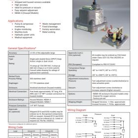Diaphragm Switch for Pressure or Vacuum