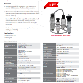 Hydrogen Pressure Transducer Fuel Cell Datasheet